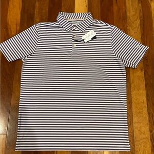 MAELREG NWT Polo Purple White Striped Shirt Mens Size XL Golf Active Performance